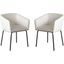 Avery Dining Chairs Set Of 2 In Mist White Performance Fabric With Black Metal Leg