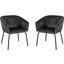 Avery Dining Chairs Set Of 2 In Textured Grey Velvet With Black Metal Leg