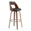 Axel 30 Inch Swivel Bar Stool In Gray Faux Leather and Walnut Wood