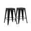 Backless 24 Inch Bar Stools Set of 2 In Distressed Black