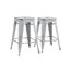 Backless 24 Inch Bar Stools Set of 2 In Distressed White