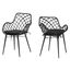 Ballerina Rattan and Metal Dining Chair Set of 2 In Black