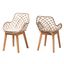 Ballerina Rattan and Wood Dining Chair Set of 2 In Grey and Natural Brown