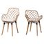 Ballerina Teak Wood and Rattan Dining Chair Set of 2 In Grey and Natural Brown