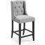 Baronet Light Gray Tufted Button Upholstered Fabric Counter Stool