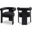 Barrel Boucle Fabric Dining Chair In Black