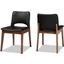 Baxton Studio Afton Mid-Century Modern Black Faux Leather Upholstered And Walnut Brown Finished Wood 2-Piece Dining Chair Set