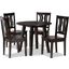 Baxton Studio Anesa Modern And Contemporary Transitional Dark Brown Finished Wood 5 Piece Dining Set