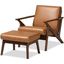 Baxton Studio Bianca Mid Century Modern Walnut Brown Finished Wood And Tan Faux Leather Effect 2 Piece Lounge Chair And Ottoman Set