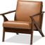 Baxton Studio Bianca Mid Century Modern Walnut Brown Finished Wood And Tan Faux Leather Effect Lounge Chair