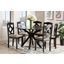 Baxton Studio Carlin Sand Fabric Upholstered and Dark Brown Finished Wood 7-Piece Dining Set