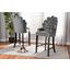 Baxton Studio Chloe Modern and Contemporary Dark Grey Velvet Upholstered and Dark Brown Finished Wood 2-Piece Bar Stool Set