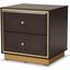 Baxton Studio Cormac Mid-Century Modern Transitional Dark Brown Finished Wood And Gold Metal 2-Drawer Nightstand