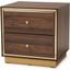 Baxton Studio Cormac Mid-Century Modern Transitional Walnut Brown Finished Wood And Gold Metal 2-Drawer Nightstand