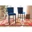 Baxton Studio Daphne Modern And Contemporary Navy Blue Velvet Fabric Upholstered And Dark Brown Finished Wood 2-Piece Bar Stool Set