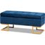 Baxton Studio Ellery Luxe And Glam Navy Blue Velvet Fabric Upholstered And Gold Finished Metal Storage Ottoman