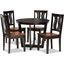Baxton Studio Elodia Modern And Contemporary Transitional Two Tone Dark Brown And Walnut Brown Finished Wood 5 Piece Dining Set