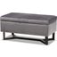 Baxton Studio Esther Modern And Contemporary Grey Velvet Fabric Upholstered And Dark Brown Finished Wood Storage Ottoman