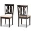 Baxton Studio Fenton Modern And Contemporary Sand Fabric Upholstered And Dark Brown Finished Wood 2 Piece Dining Chair Set
