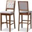 Baxton Studio Gideon Modern and Contemporary Grey Fabric Upholstered and Walnut Brown Finished Wood 2-Piece Bar Stool Set