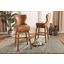 Baxton Studio Gradisca Modern and Contemporary Tan Faux Leather Upholstered and Walnut Brown Finished Wood 2-Piece Swivel Bar Stool Set