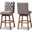 Baxton Studio Gregory Modern Transitional Grey Fabric Upholstered and Walnut Brown Finished Wood 2-Piece Swivel Bar Stool Set