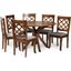Baxton Studio Jana Modern and Contemporary Grey Fabric Upholstered and Walnut Brown Finished Wood 7-Piece Dining Set