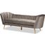 Baxton Studio Kailyn Glam and Luxe Grey Velvet Fabric Upholstered and Gold Finished Sofa