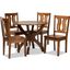 Baxton Studio Karla Modern And Contemporary Transitional Walnut Brown Finished Wood 5 Piece Dining Set