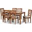 Baxton Studio Lanier Modern And Contemporary Grey Fabric Upholstered And Walnut Brown Finished Wood 7-Piece Dining Set