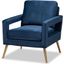 Baxton Studio Leland Glam And Luxe Navy Blue Velvet Fabric Upholstered And Gold Finished Armchair