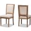 Baxton Studio Louane Traditional French Inspired Beige Fabric Upholstered And Antique Brown Finished Wood 2-Piece Dining Chair Set