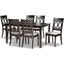 Baxton Studio Lucie Modern And Contemporary Grey Fabric Upholstered And Dark Brown Finished Wood 7 Piece Dining Set