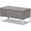 Baxton Studio Mabel Modern and Contemporary Transitional Grey Fabric Upholstered and Silver Finished Metal Storage Ottoman