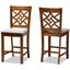 Baxton Studio Nicolette Modern And Contemporary Grey Fabric Upholstered And Walnut Brown Finished Wood 2 Piece Counter Stool Set