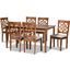 Baxton Studio Nicolette Modern And Contemporary Grey Fabric Upholstered And Walnut Brown Finished Wood 7 Piece Dining Set