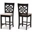 Baxton Studio Nicolette Modern And Contemporary Sand Fabric Upholstered And Dark Brown Finished Wood 2 Piece Counter Stool Set