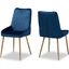 Baxton Studio Priscilla Contemporary Glam and Luxe Navy Blue Velvet Fabric Upholstered and Gold Finished Metal 2-Piece Dining Chair Set