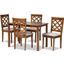 Baxton Studio Ramiro Modern And Contemporary Grey Fabric Upholstered And Walnut Brown Finished Wood 5 Piece Dining Set