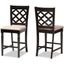 Baxton Studio Ramiro Modern And Contemporary Transitional Sand Fabric Upholstered And Dark Brown Finished Wood 2 Piece Counter Stool Set