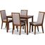 Baxton Studio Rosa Modern And Contemporary Grey Fabric Upholstered And Walnut Brown Finished Wood 5-Piece Dining Set