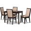 Baxton Studio Rosa Modern And Contemporary Sand Fabric Upholstered And Dark Brown Finished Wood 5-Piece Dining Set