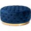 Baxton Studio Sasha Glam and Luxe Royal Blue Velvet Fabric Upholstered Gold Finished Round Cocktail Ottoman