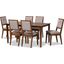 Baxton Studio Suvi Modern And Contemporary Grey Fabric Upholstered And Walnut Brown Finished Wood 7-Piece Dining Set