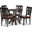 Baxton Studio Valda Modern And Contemporary Transitional Two Tone Dark Brown And Walnut Brown Finished Wood 5 Piece Dining Set