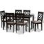 Baxton Studio Verner Modern and Contemporary Sand Fabric Upholstered Dark Brown Finished 7-Piece Wood Dining Set