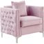 Bayberry Pink Velvet Chair With 1 Pillow