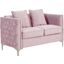 Bayberry Pink Velvet Loveseat With 2 Pillows