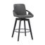 Baylor 26 Inch Gray Faux Leather and Black Wood Swivel Bar Stool