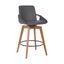 Baylor 26 Inch Gray Faux Leather and Walnut Wood Swivel Bar Stool